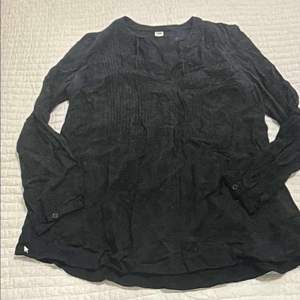 Black Long-Sleeve Pintuck Blouse - Women
